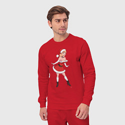Костюм хлопковый мужской Рождественская секси Снегурочка, цвет: красный — фото 2
