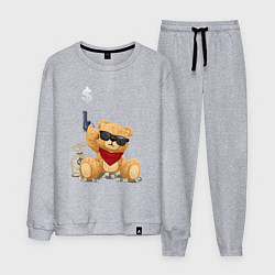 Костюм хлопковый мужской Плюшевый медвежонок гангстер, цвет: меланж