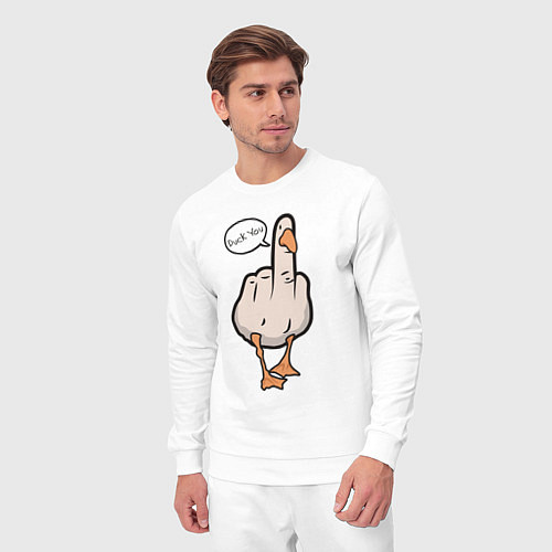 Мужской костюм Duck you - фак ю / Белый – фото 3