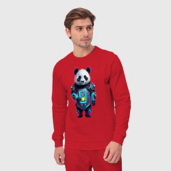 Костюм хлопковый мужской Крутой кибер панда, цвет: красный — фото 2