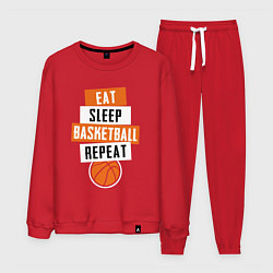 Костюм хлопковый мужской Eat sleep basketball, цвет: красный
