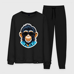 Костюм хлопковый мужской Портрет обезьяны в темных очках, цвет: черный