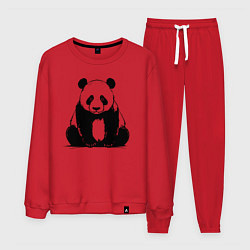 Костюм хлопковый мужской Грустная панда сидит, цвет: красный