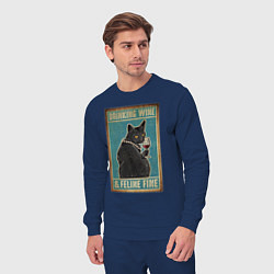 Костюм хлопковый мужской Винный черный кот, цвет: тёмно-синий — фото 2