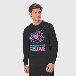 Костюм хлопковый мужской All you net is love, цвет: черный — фото 2