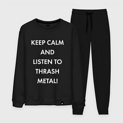 Костюм хлопковый мужской Надпись Keep calm and listen to thash metal, цвет: черный