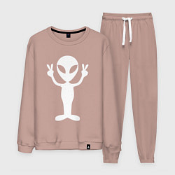 Костюм хлопковый мужской Peace alien, цвет: пыльно-розовый