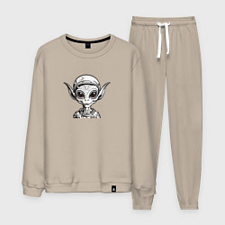 Костюм хлопковый мужской Добрый пришелец, цвет: миндальный