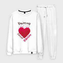 Костюм хлопковый мужской Ты моя вечная валентинка-you re my forever valenti, цвет: белый