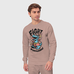 Костюм хлопковый мужской Fight Light, цвет: пыльно-розовый — фото 2