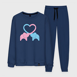 Костюм хлопковый мужской Elephants love, цвет: тёмно-синий