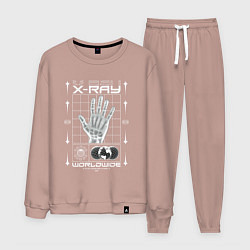 Костюм хлопковый мужской X-ray streetwear, цвет: пыльно-розовый