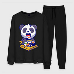 Костюм хлопковый мужской Панда и суши, цвет: черный