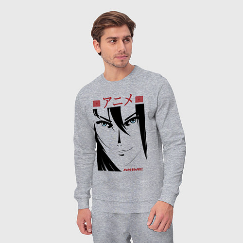 Мужской костюм Лицо девушки в стиле манга / Меланж – фото 3