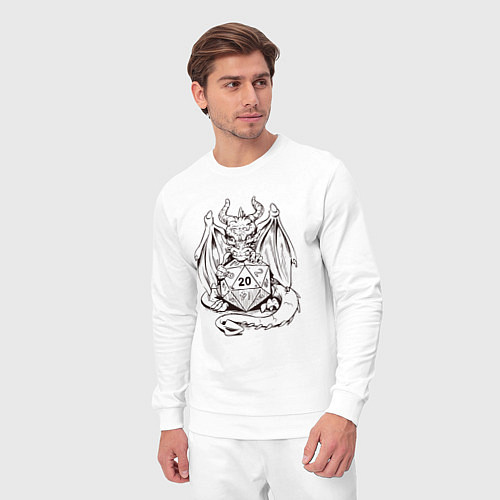 Мужской костюм Дракончик обнимает игральную кость / Белый – фото 3