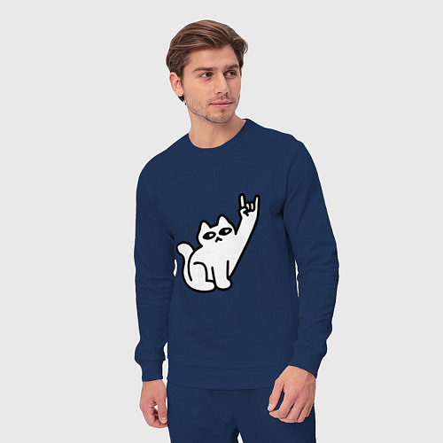 Мужской костюм Рок кот мем / Тёмно-синий – фото 3