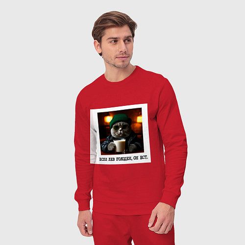 Мужской костюм Кот джентельмен: когда лев голоден он ест / Красный – фото 3