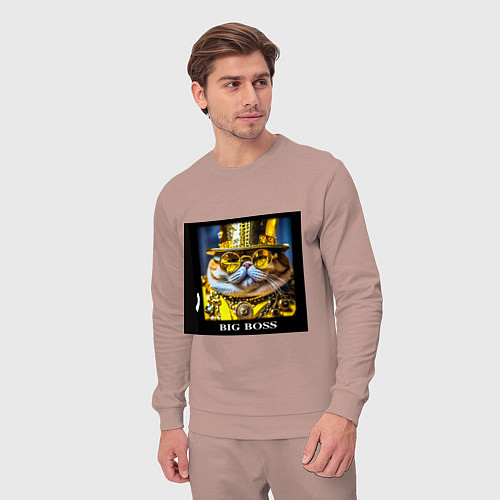 Мужской костюм Мем кот барон в стиле стимпанк: big boss / Пыльно-розовый – фото 3