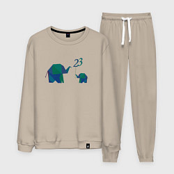 Костюм хлопковый мужской Сын поздравляет папу с праздником, цвет: миндальный