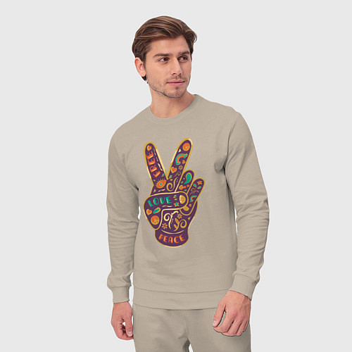 Мужской костюм Free love peace / Миндальный – фото 3