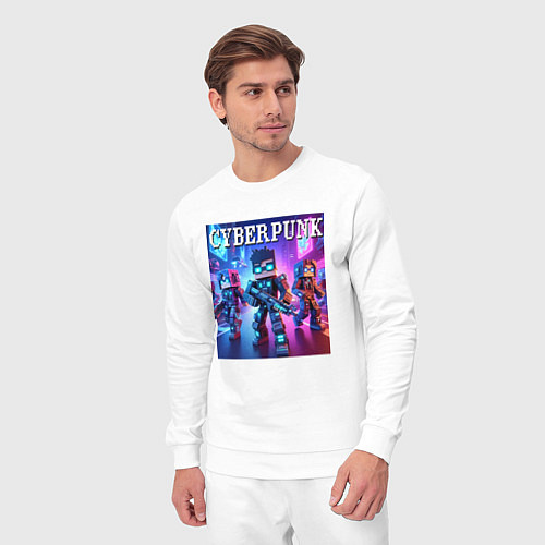 Мужской костюм Minecraft and cyberpunk - collaboration / Белый – фото 3