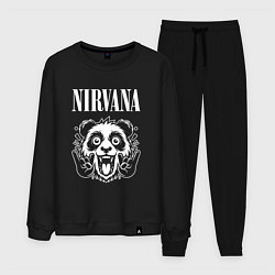 Костюм хлопковый мужской Nirvana rock panda, цвет: черный