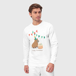 Костюм хлопковый мужской Capy birthday капибара, цвет: белый — фото 2