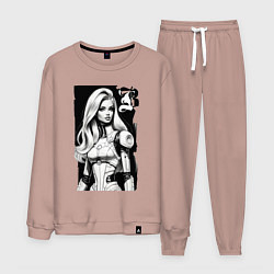 Костюм хлопковый мужской Barbie - sketch ai art, цвет: пыльно-розовый