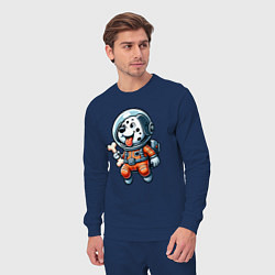 Костюм хлопковый мужской Dalmatian cosmonaut puppy with a bone, цвет: тёмно-синий — фото 2