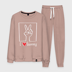 Костюм хлопковый мужской I love bunny, цвет: пыльно-розовый