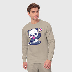 Костюм хлопковый мужской Ice cream panda, цвет: миндальный — фото 2