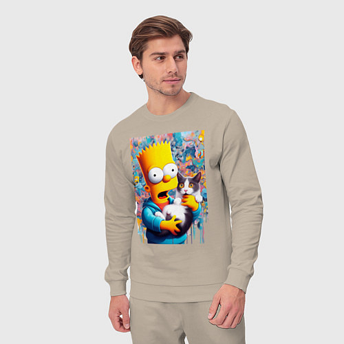 Мужской костюм Bart Simpson with a kitten - ai art / Миндальный – фото 3