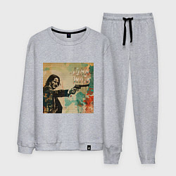 Мужской костюм Джон Уик с пистолетом портрет в стиле гранж