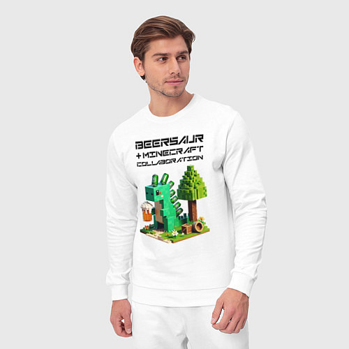 Мужской костюм Collaboration of Minecraft and beersaur - ai art / Белый – фото 3