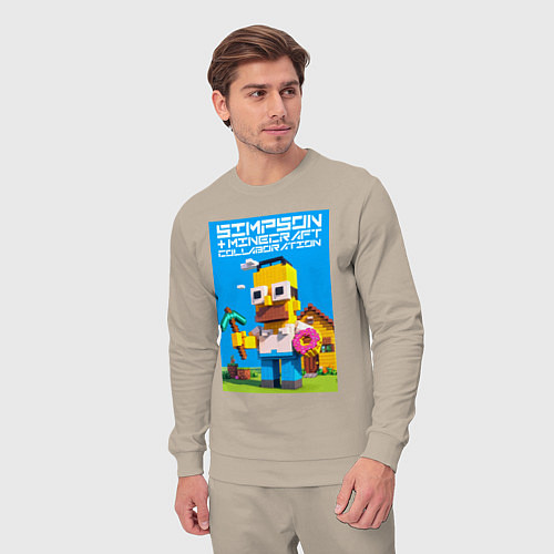 Мужской костюм Homer Simpson and Minecraft - collaboration ai art / Миндальный – фото 3