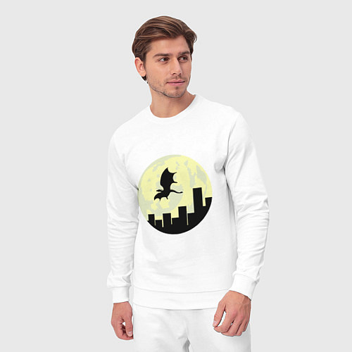 Мужской костюм Дракон, летящий над городом / Белый – фото 3