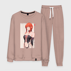 Костюм хлопковый мужской Макима в корсете, цвет: пыльно-розовый