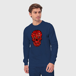 Костюм хлопковый мужской Red decorative skull, цвет: тёмно-синий — фото 2