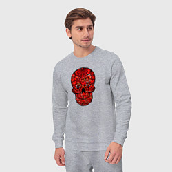 Костюм хлопковый мужской Red decorative skull, цвет: меланж — фото 2