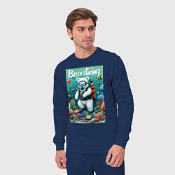 Костюм хлопковый мужской Polar bear diving - ai art, цвет: тёмно-синий — фото 2