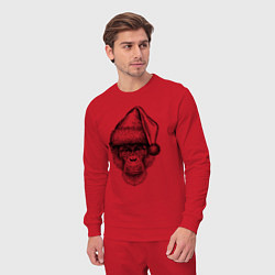 Костюм хлопковый мужской Новогодний шимпанзе, цвет: красный — фото 2