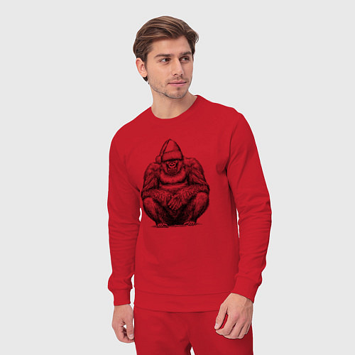 Мужской костюм Новогодняя горилла на корточках / Красный – фото 3