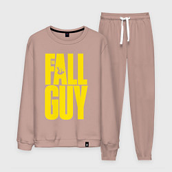 Костюм хлопковый мужской The fall guy logo, цвет: пыльно-розовый