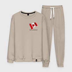 Костюм хлопковый мужской Im Canadian - motto, цвет: миндальный