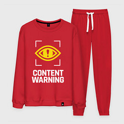 Костюм хлопковый мужской Content Warning logo, цвет: красный