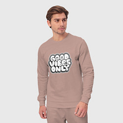 Костюм хлопковый мужской Goof vibes black, цвет: пыльно-розовый — фото 2
