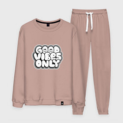 Костюм хлопковый мужской Goof vibes black, цвет: пыльно-розовый