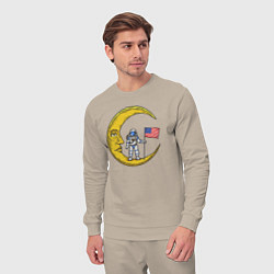 Костюм хлопковый мужской USA on the moon, цвет: миндальный — фото 2