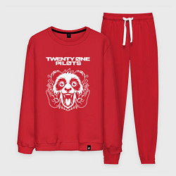 Костюм хлопковый мужской Twenty One Pilots rock panda, цвет: красный