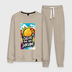 Костюм хлопковый мужской Create your own sunshine, цвет: миндальный